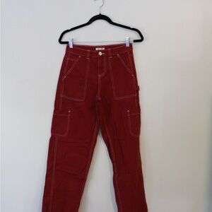 Garage Cherry Red Stitch Detail Pants
